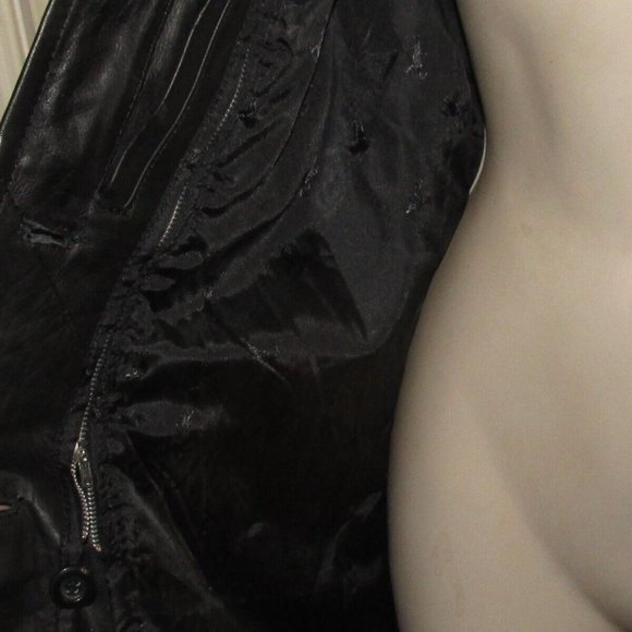 Genuine Leather Belted Jacket Coat Women's Size M Black - Picture 4 of 7